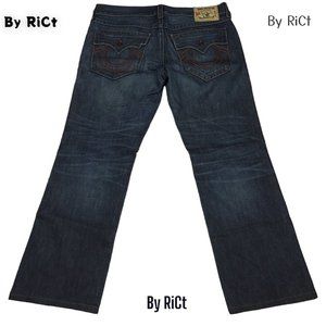 True Religion Authentic Vintage Ricky Men's Jeans Size 38x32 Mid Rise Blue Denim